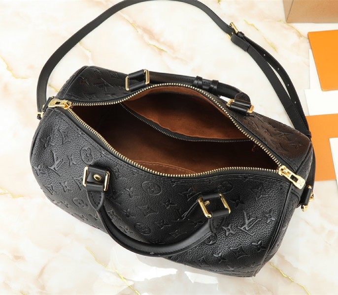 Louis Vuitton Monogram Empreinte Speedy Soft 30 Handbag In Black