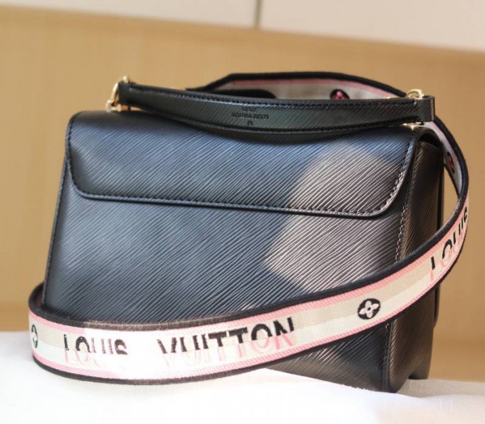 Louis Vuitton Epi Leather Twist MM Bag Black With Jacquard Strap