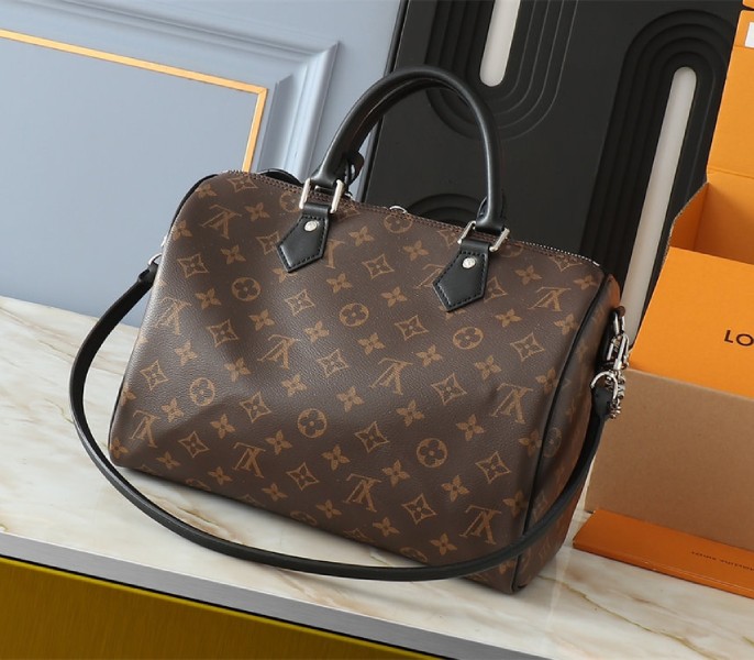 Louis Vuitton Monogram Canvas Soft Speedy 30 Dark Handbag In Black