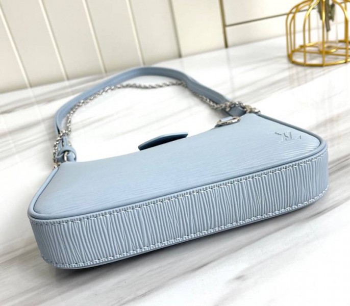 Louis Vuitton Epi Leather Easy Pouch On Strap In Bleu Celeste Blue
