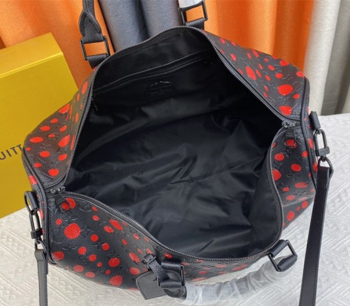 Louis Vuitton X YK Bandouliere Keepall 50 Travel Bag In Red Infinity Dots