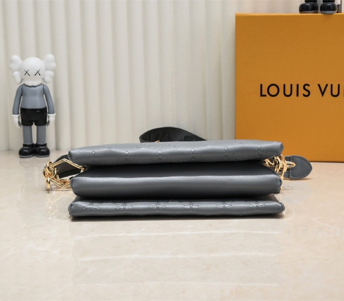 Louis Vuitton Coussin PM Bag In Gray With Jacquard Strap