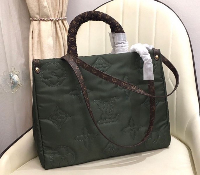 Louis Vuitton Econyl Regenerated Nylon Onthego GM Tote In Khaki Green