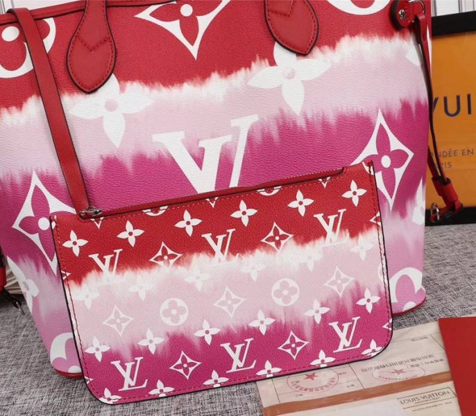 Louis Vuitton Seasonal Escale Neverfull MM Tote In Rouge Red