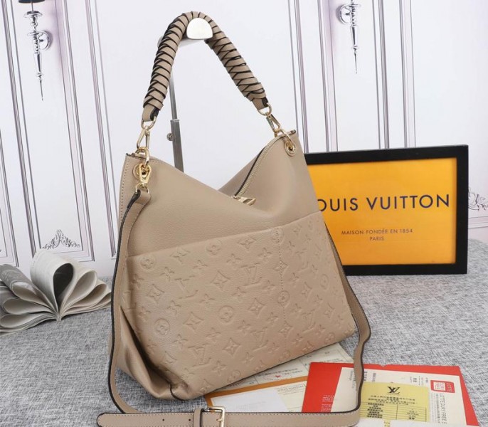 Louis Vuitton Monogram Empreinte Leather Maida Hobo In Tourterelle Gray