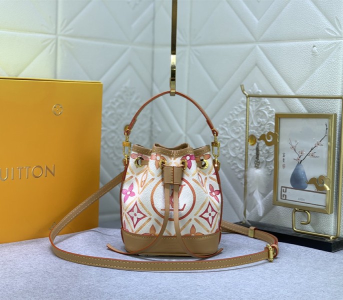 Louis Vuitton LV By The Pool Monogram Tiles Canvas Nano Noe Bag In Coral