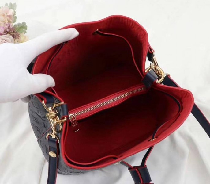 Louis Vuitton Monogram Empreinte NeoNoe MM Bag In Marine Rouge
