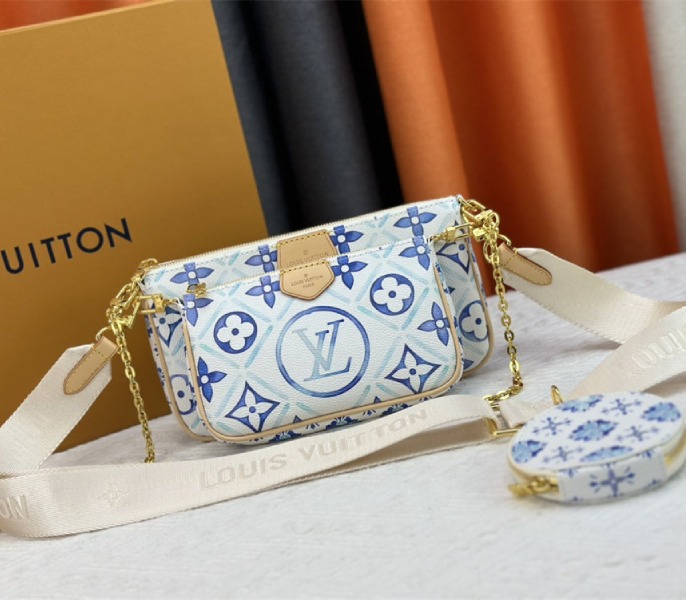 Louis Vuitton LV By The Pool Monogram Tiles Canvas Multi Pochette Accessoires In Lagoon Blue