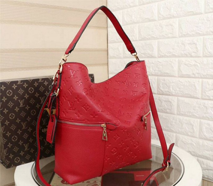 Louis Vuitton Monogram Empreinte Melie Hobo In Red