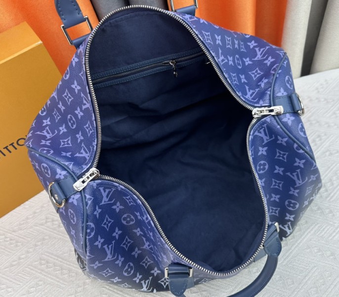 Louis Vuitton Monogram Gradient Canvas Keepall Bandouliere 50 In Navy Blue