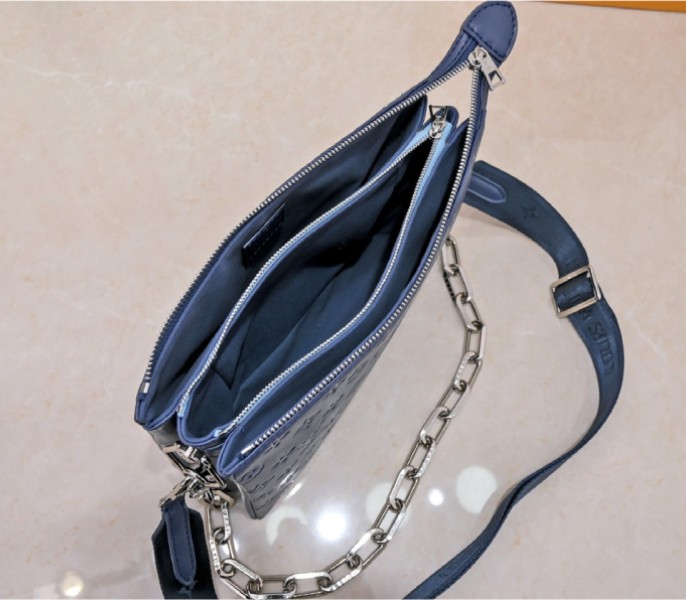 Louis Vuitton Coussin PM Bag In Navy Blue With Jacquard Strap