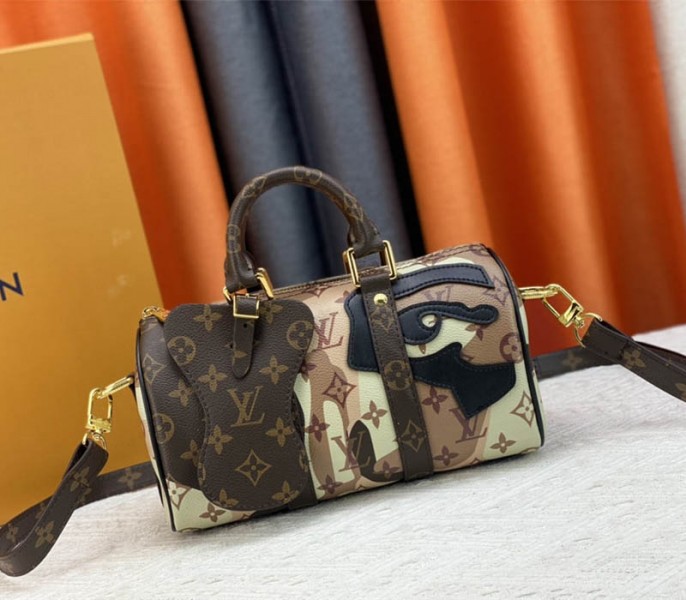 Louis Vuitton J Hope X Keepall Bandouliere 25 Brown Travel Bag In Two Eyes Patches