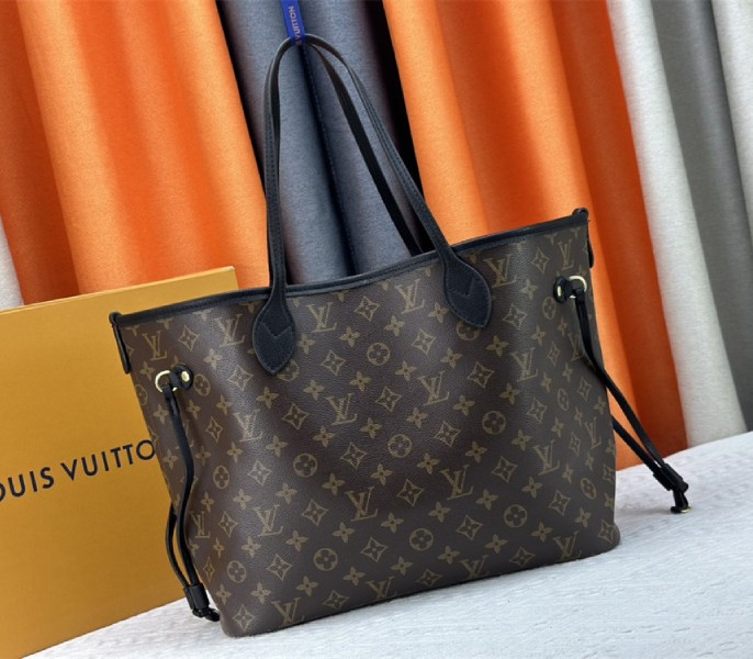Louis Vuitton Neverfull Bandouliere Inside Out MM Tote In Monogram Canvas And Black Leather