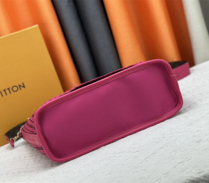 Louis Vuitton Neverfull Bandouliere Inside Out MM Tote In Monogram Canvas And Rose Pondichery Textile