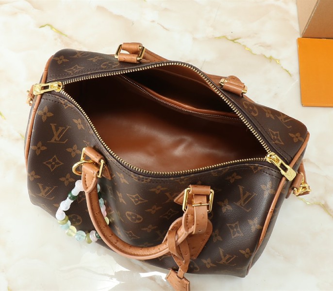 Louis Vuitton Monogram Canvas Soft Speedy 30 Boho Handbag In Tan