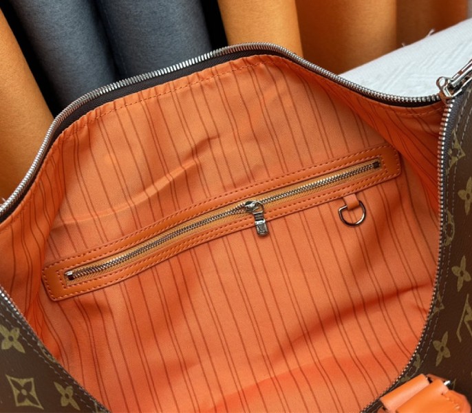 Louis Vuitton Monogram Macassar Canvas Keepall Bandouliere 50 In Tangerine Orange