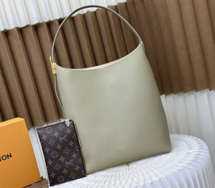 Louis Vuitton Low Key MM Hobo In Limestone Gray