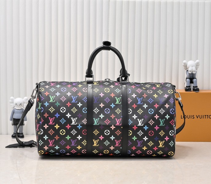 X TM Multicolored Keepall Bandouliere 50 In Black