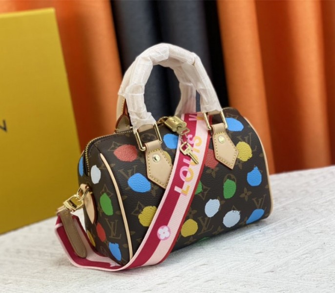 Louis Vuitton X YK Monogram Canvas Speedy 20 Handbag With Textile Strap In Style 1