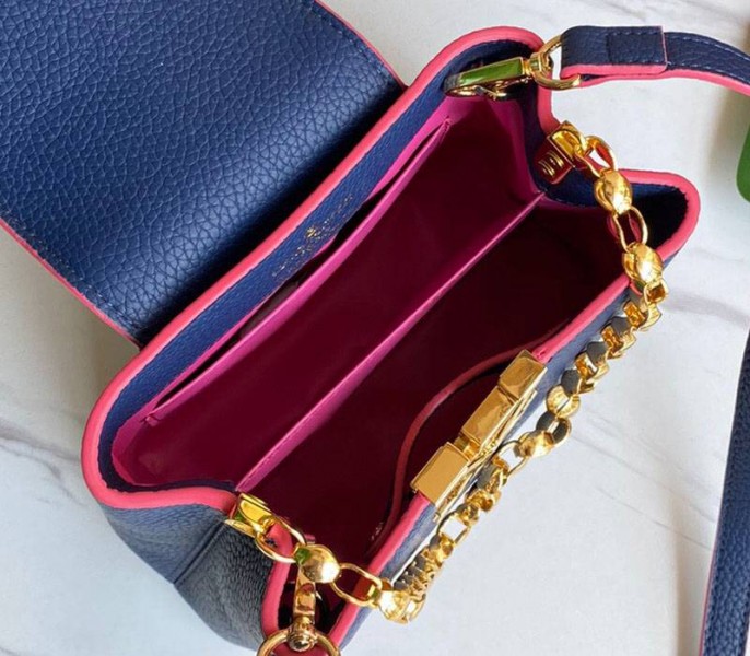 Louis Vuitton Capucines Mini Chain Bag In Navy Blue