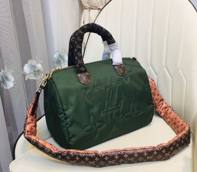 Louis Vuitton Econyl Regenerated Nylon Speedy Bandouliere 30 Handbag In Khaki Green