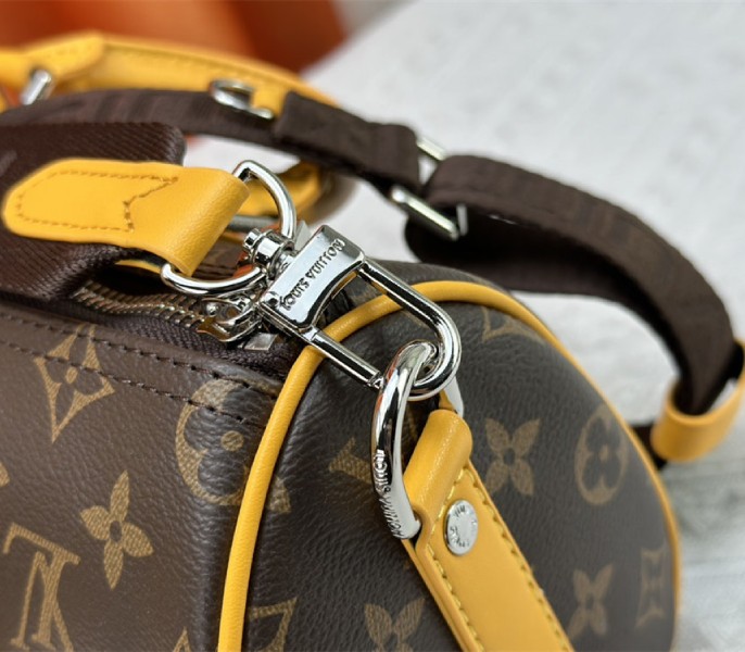 Louis Vuitton Monogram Macassar Canvas Keepall Bandouliere 25 In Safran Yellow