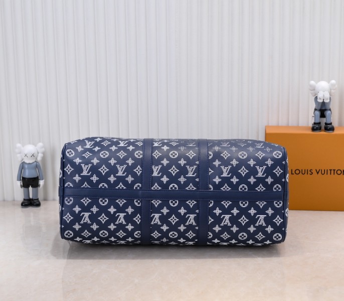 Monogram Shadow Keepall Bandouliere 50 In Navy Blue