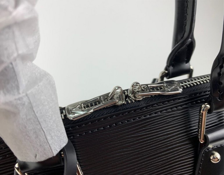 Louis Vuitton Epi Leather Alma PM Jacquard Strap Handbag In Black