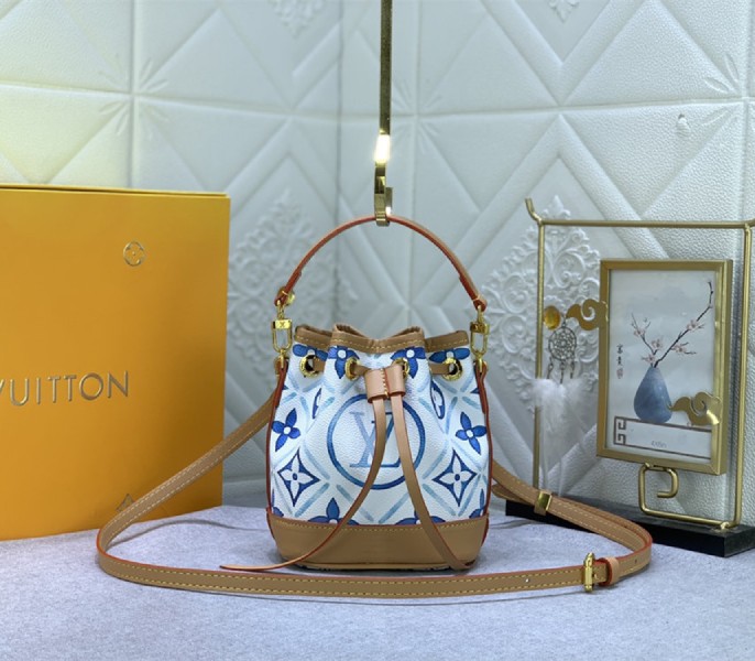 Louis Vuitton LV By The Pool Monogram Tiles Canvas Nano Noe Bag In Lagoon Blue