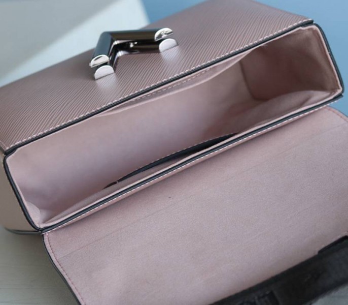 Louis Vuitton Epi Leather Twist MM Bag In Rose Ballerine Pink With Jacquard Strap