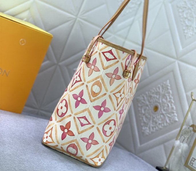 Louis Vuitton LV By The Pool Monogram Tiles Canvas Neverfull MM Tote In Coral