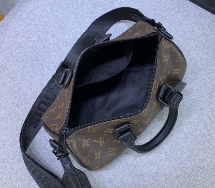 Louis Vuitton Monogram Canvas Keepall Bandouliere 25 In Black