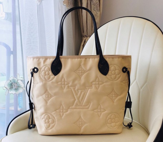 Louis Vuitton Econyl Regenerated Nylon Neverfull MM Tote In Cream