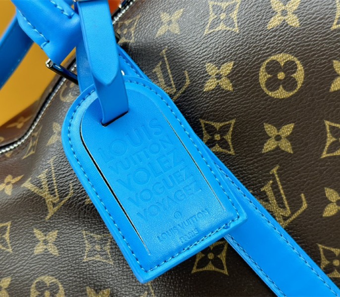 Louis Vuitton Monogram Macassar Canvas Keepall Bandouliere 50 In Gaston Blue