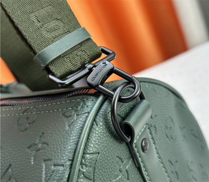 Louis Vuitton Taurillon Leather Keepall Bandouliere 50 In Borneo Green