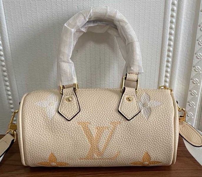 Louis Vuitton Bicolor Monogram Empreinte Papillon BB Bag In Cream And Saffron