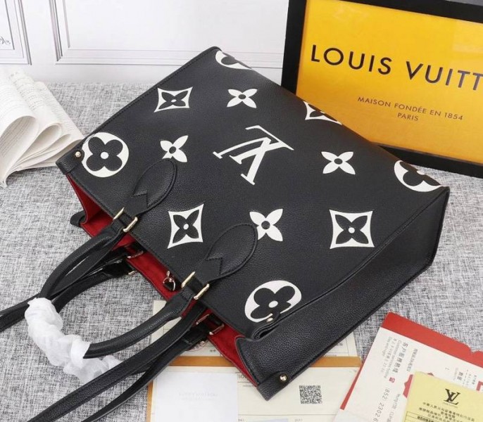Louis Vuitton Monogram Empreinte OnTheGo MM Tote In Black