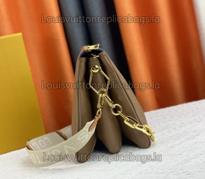 Louis Vuitton Coussin MM Bag In Taupe With Jacquard Strap