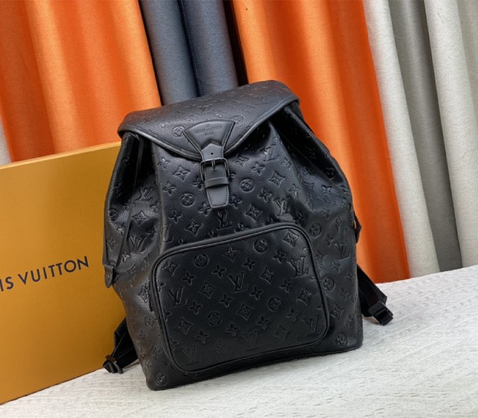 Louis Vuitton Taurillon Leather Montsouris Backpack In Black