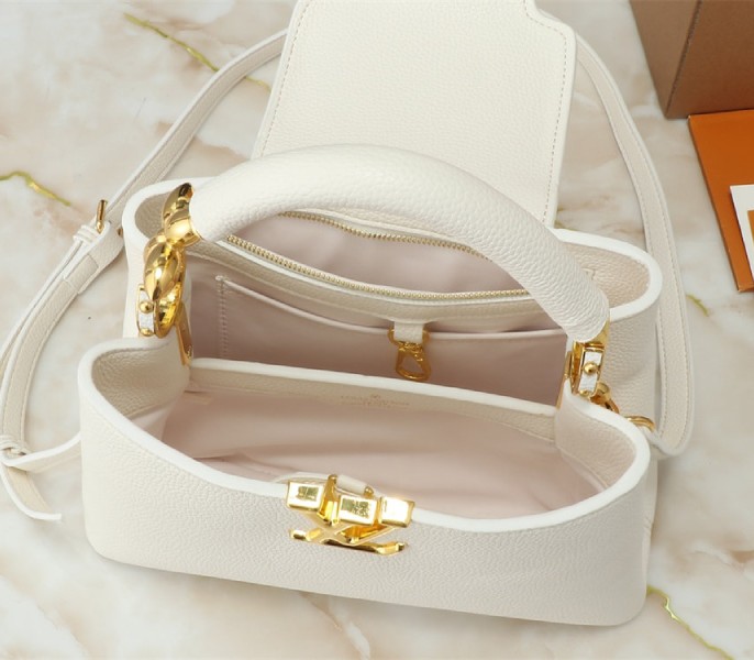 Louis Vuitton Capucines BB Handbag In Quartz White