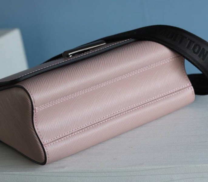 Louis Vuitton Epi Leather Twist MM Bag In Rose Ballerine Pink With Jacquard Strap