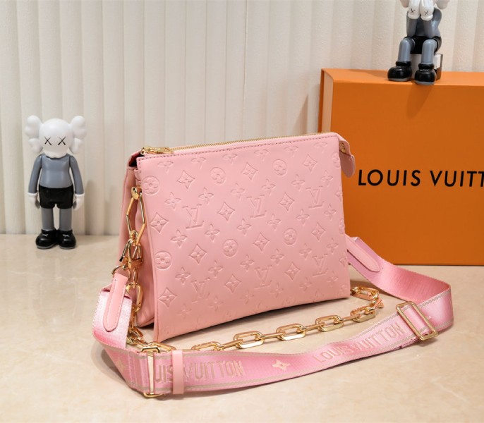 Louis Vuitton Coussin PM Bag In Light Pink With Jacquard Strap