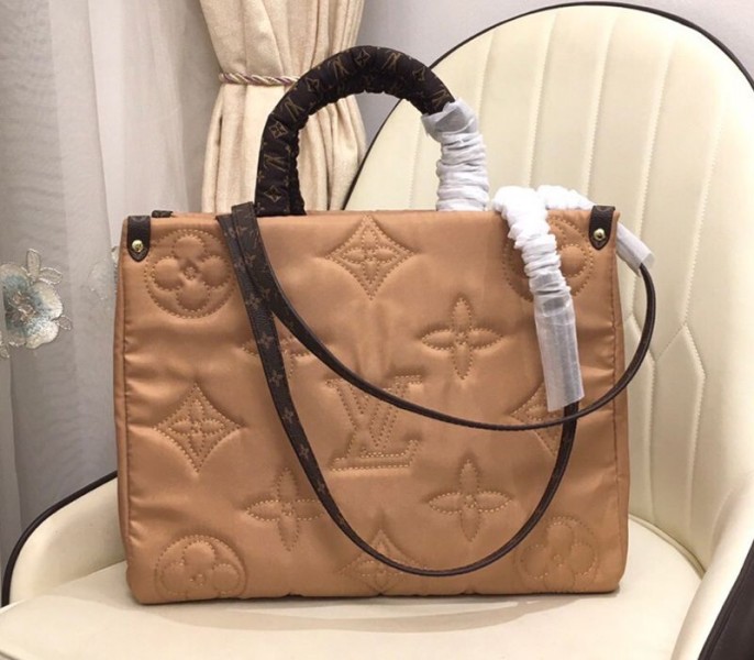 Louis Vuitton Econyl Regenerated Nylon Onthego GM Tote In Beige