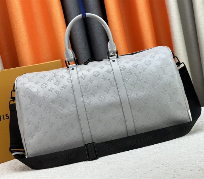 Louis Vuitton Monogram Shadow Leather Keepall Bandouliere 50 In Anthracite Gray