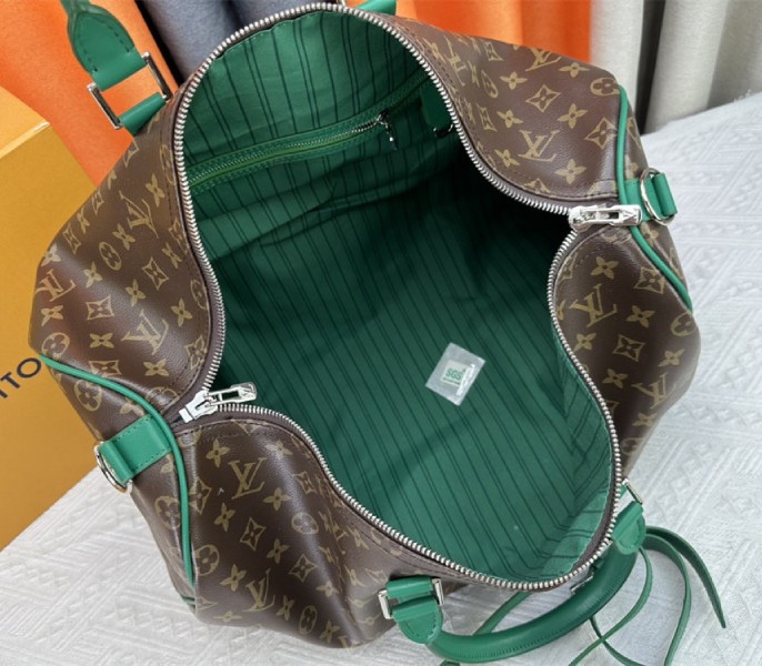 Louis Vuitton Monogram Macassar Canvas Keepall Bandouliere 50 In Borneo Green