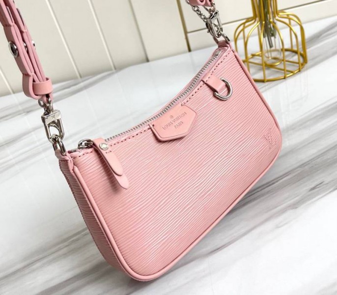 Louis Vuitton Epi Leather Easy Pouch On Strap In Rose Ballerine Pink