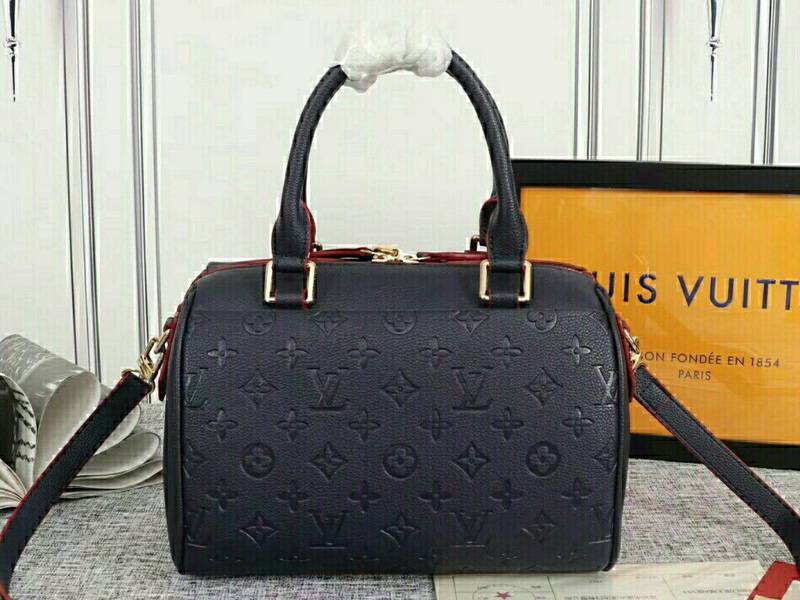 Louis Vuitton Monogram Empreinte Speedy Bandouliere 25 Handbag In Navy Blue