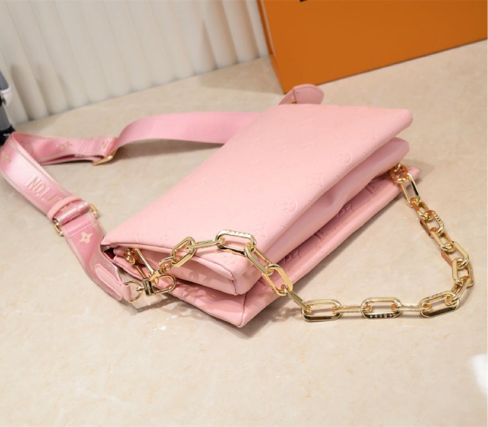 Louis Vuitton Coussin PM Bag In Light Pink With Jacquard Strap