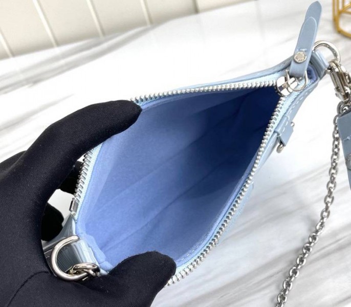 Louis Vuitton Epi Leather Easy Pouch On Strap In Bleu Celeste Blue
