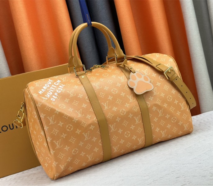 Louis Vuitton Monogram Heritage Canvas Keepall Bandouliere 45 In Yellow